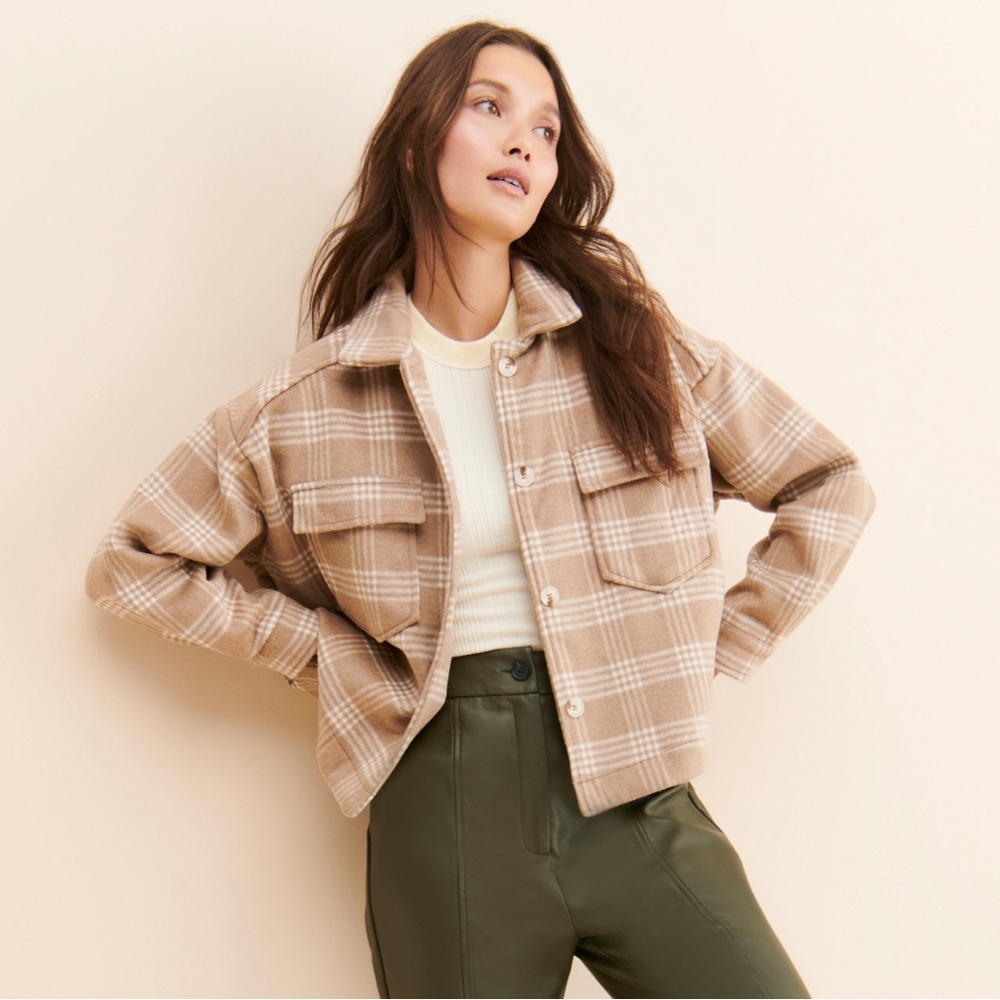 Plaid Wool Blend Jacket
